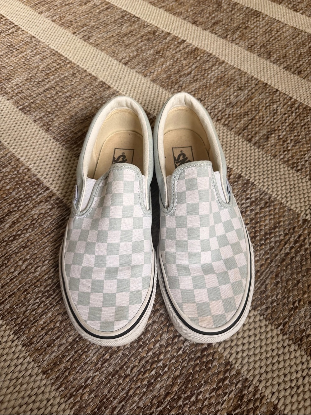 Vans Checkerboard Slip-Ons unisex - White & light blue